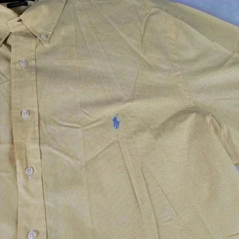 Polo Ralph Lauren Shirt Mens 2XLT Button Up Classic Fit Yellow Blue Pony - Picture 5 of 8